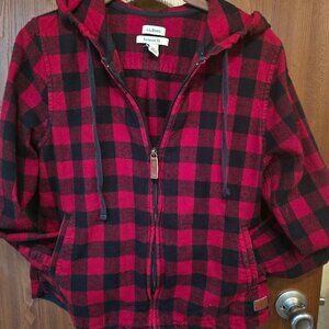 Vintage LL Bean Cotton Flannel Zip front hooded jacket or shirt Y2K